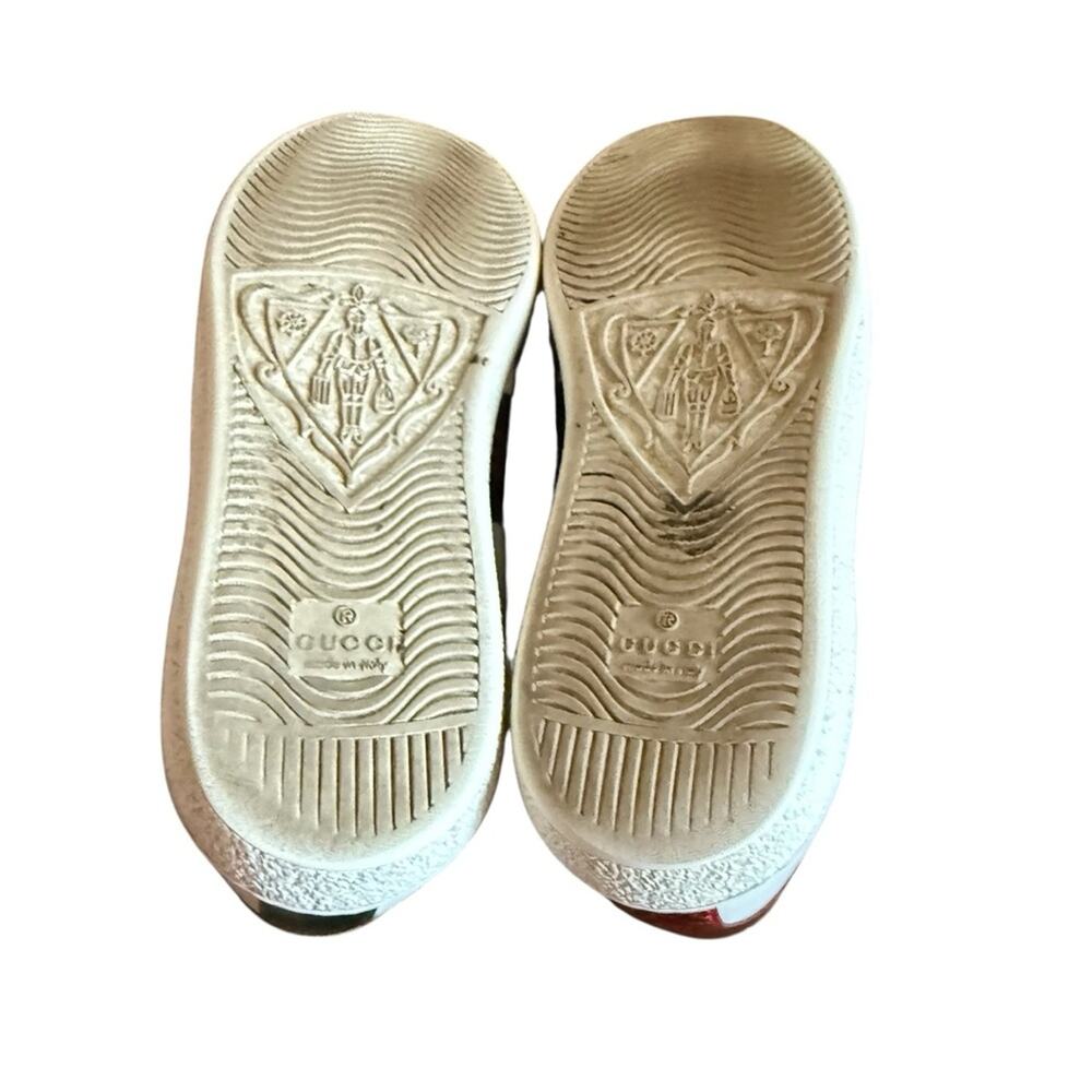 Gucci Ace White Leather Bee Embroidered Web Stripe Sneakers Low Top EU 38 US 8 - Picture 10 of 11